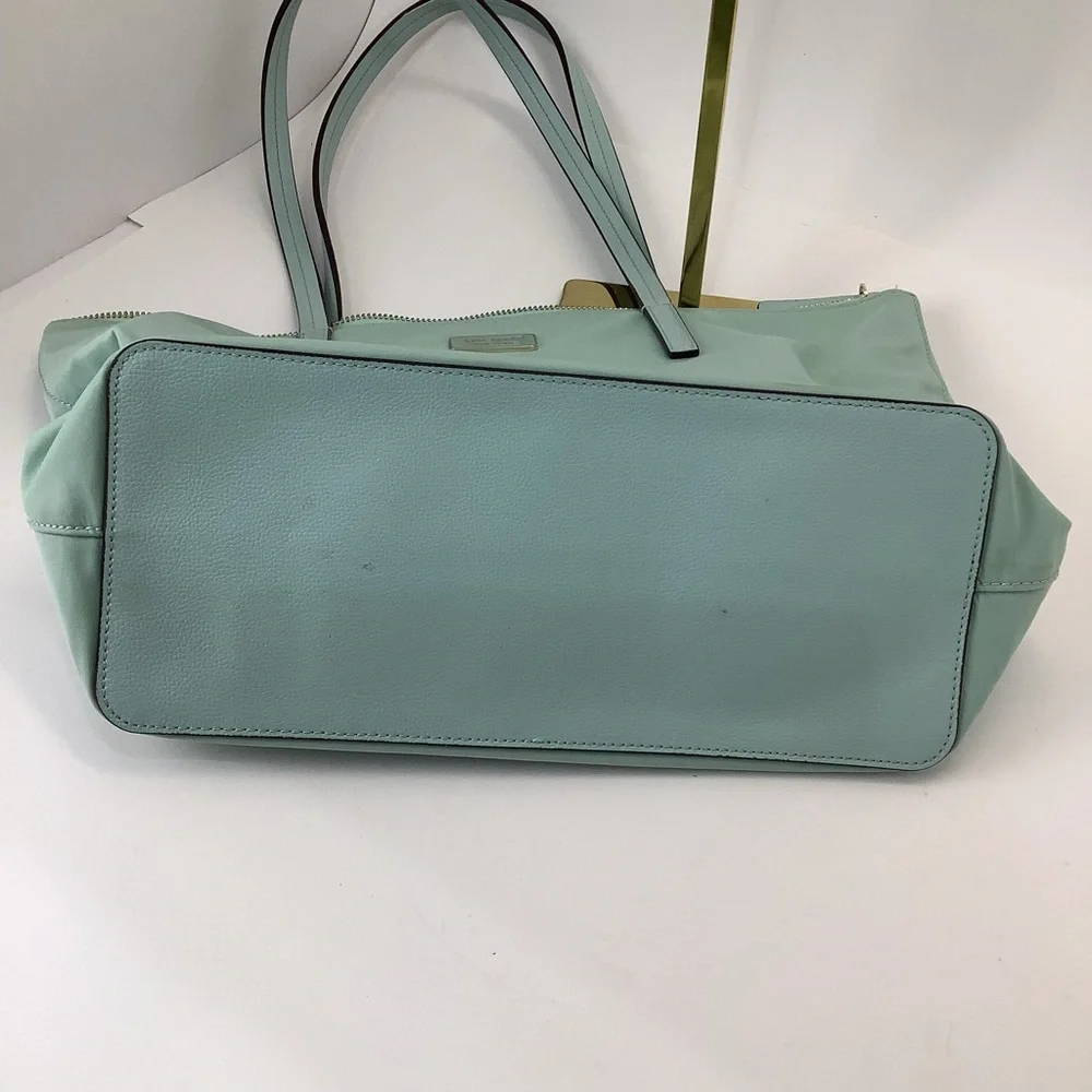 Kate Spade Hayden Nylon Mint Green Tote Shoulder Bag zip top